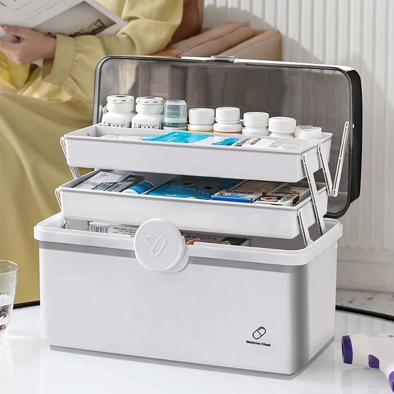 3 Layers Large Capacity Family Medicine Organizer First Aid Kit Portable Pill's Storage Boxes Emergency Pharmacy Super Container