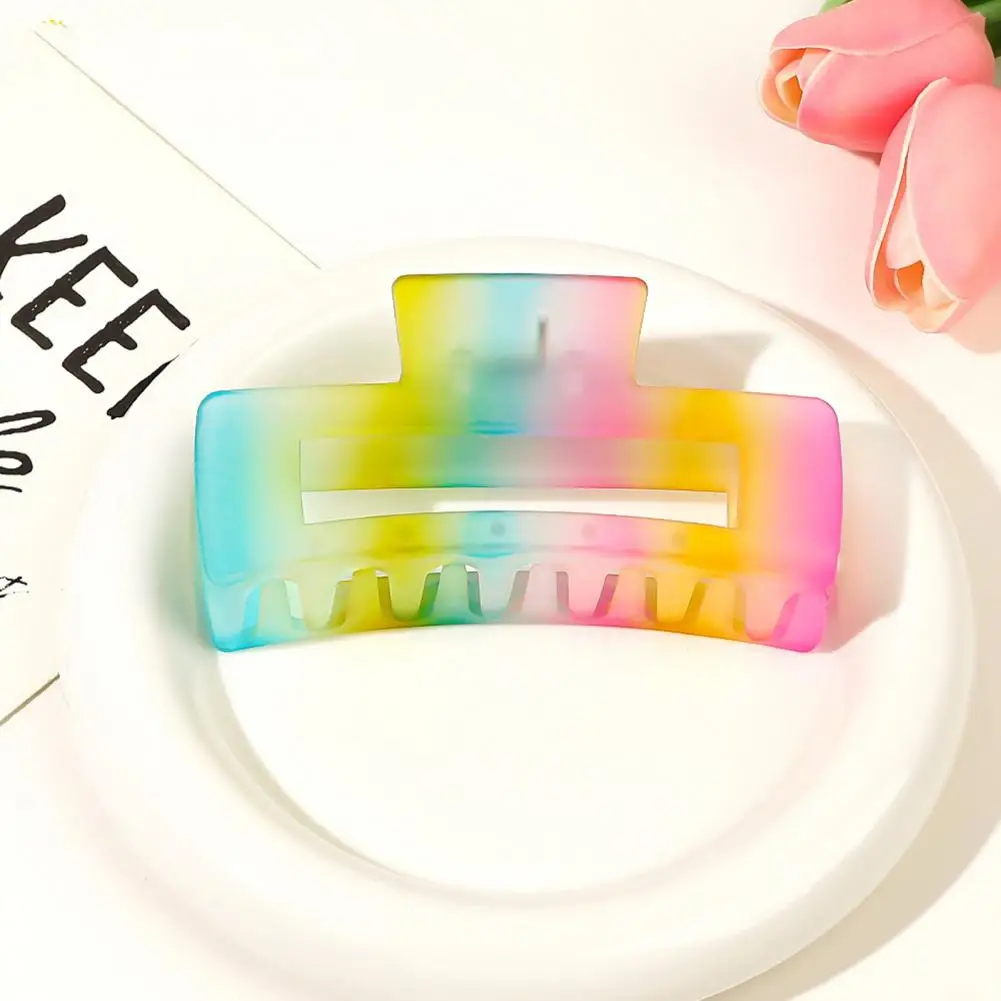 High-end Hair Accessory Stylish Gradient Candy Color Hair Claw with Frosted Texture Anti-slip Design Rectangle Hair for Strong