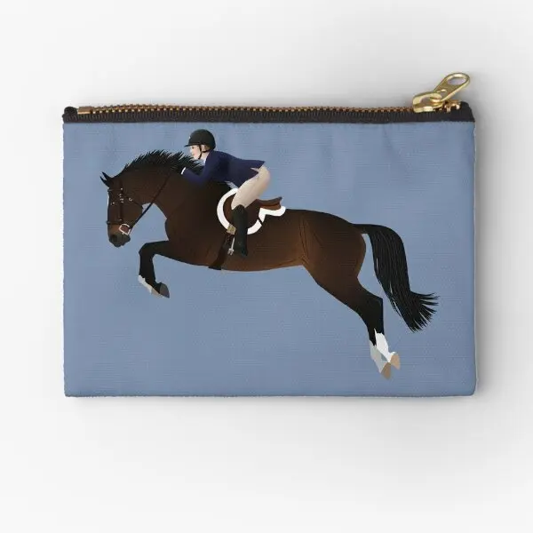 

Bay Hunter Jumper Equine Rampaige Zipper Pouches Wallet Bag Storage Men Women Key Small Underwear Packaging Panties Pure Socks