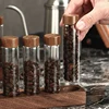 20ml 30ml 50ml 80ml High-grade Glass Bottles with Wood Lid Refillable Empty Storage Bottles for Coffee Bean , Powder &Flower Tea 3