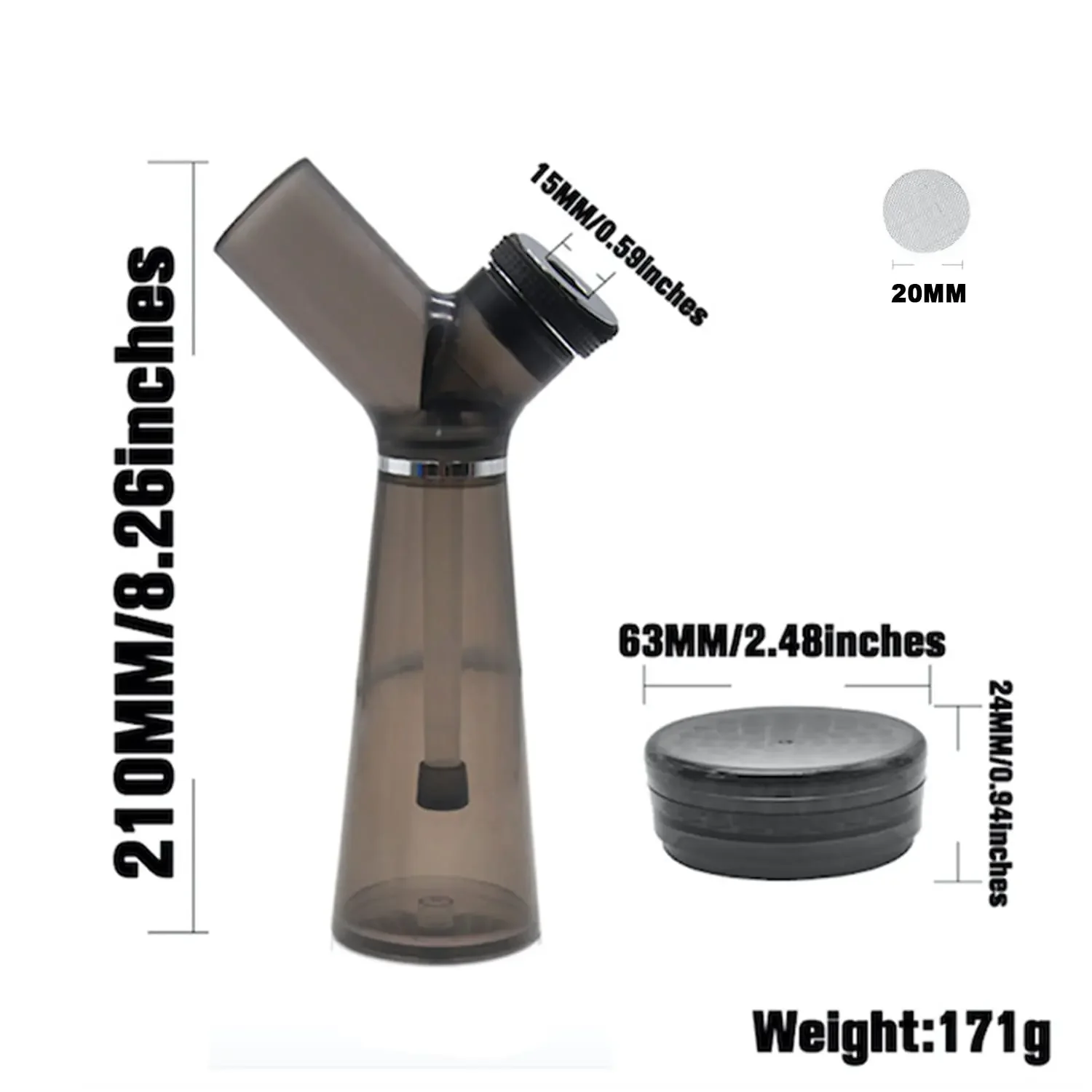 Acrylic Hookah Smoking Pipe Set Grinder Function Removable 2 in1 Hooka Shisha Pipes Smoking Grass Tobacco Shop Accessories herb grinder smoking accessories tobacco pipe tobacco smoking accessories herb smoking pipe smoking pipe hookah water pipe