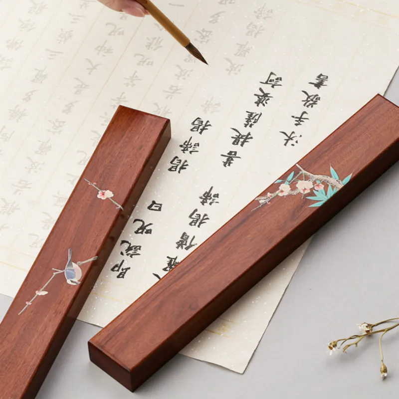 

Simple Solid Wood Paperweights Chinese Calligraphie Painting Paperweights Rosewood Lettering Colorful Paperweights Peso De Papel