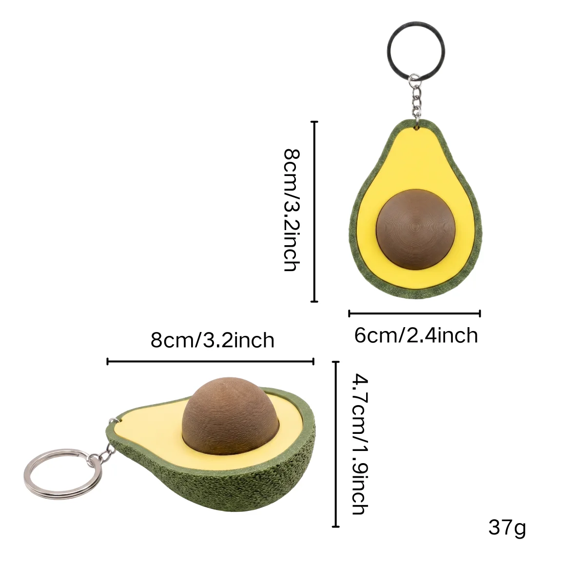 Llavero antiestrés con forma de aguacate