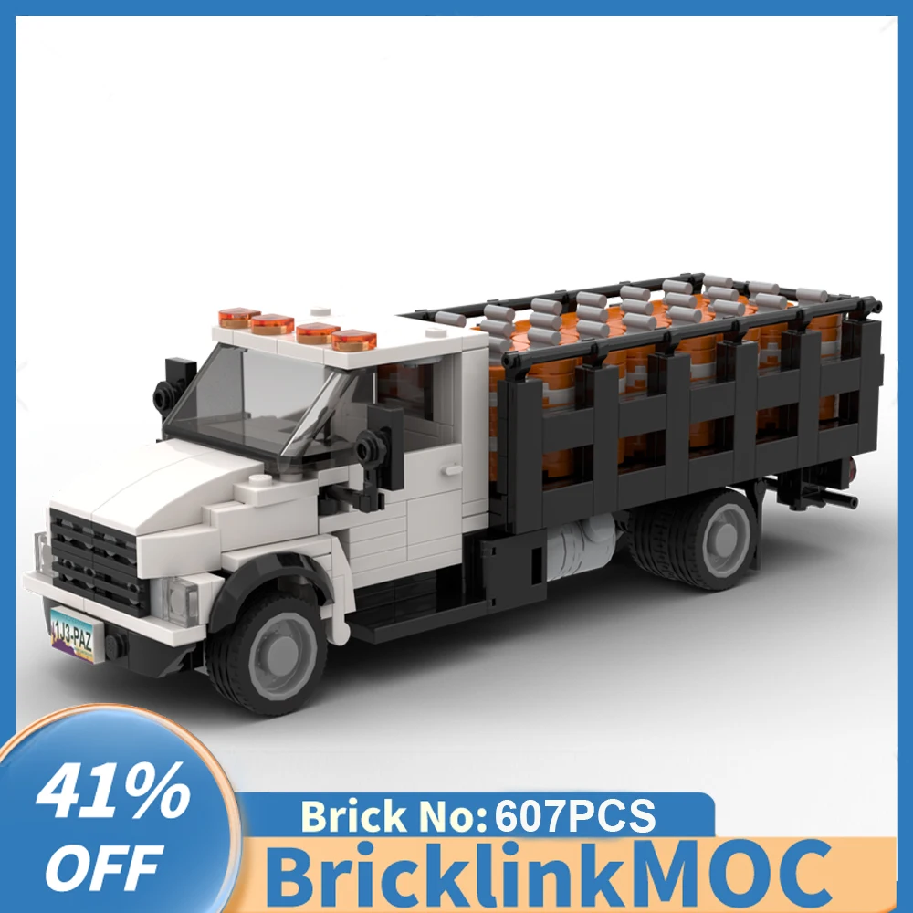 

NEW 607PCS MOC city Engineering series Modular GMC C5500 Traffic Barrel Truck model creative ideas Toy Gift technology Blocks