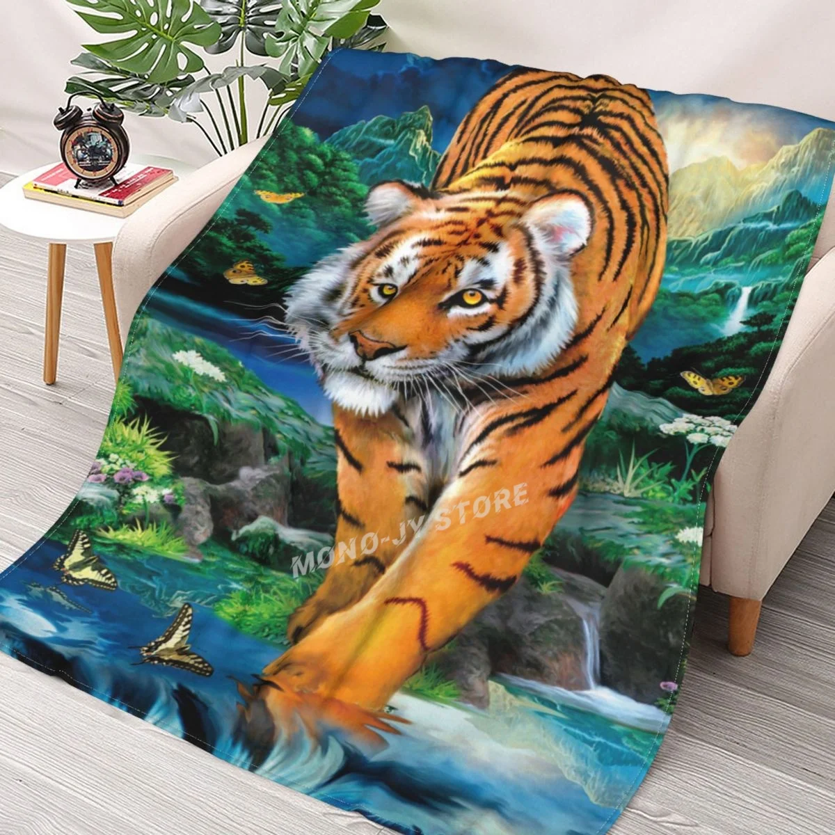 Moonlight Tiger Throws Blankets Collage Flannel Ultrasoft Warm Picnic