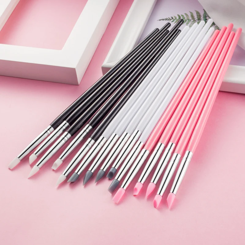 Description Picture 2 of item5Pcs Silicone Nail Art Pen Brush Carving Emboss Hollow Pottery Sculpture Brush UV Gel Shaping Clay Dotting Polish DIY Tools Set