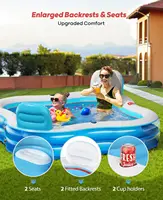 Large 80x80x27 Inch Inflatable Swimming Pool with 2 Seats and Backrests for Family Fun in Backyard, Garden, Outdoors 3