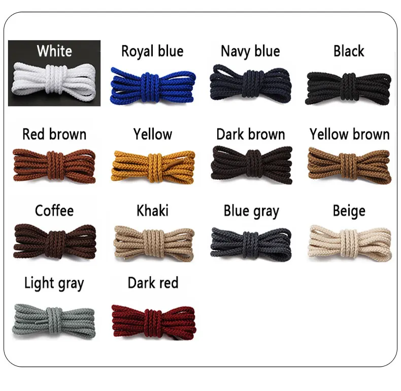 1Pair Bold Round Shoelaces Quality Durable Polyester Sneakers Shoe laces Boots Laces for Shoes 80/100/120/140/160cm Shoestrings