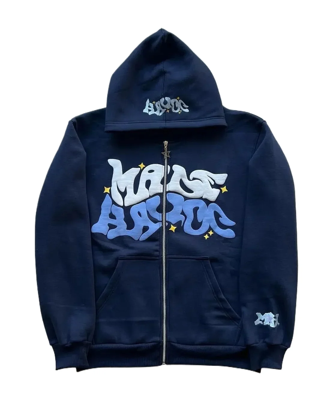 New trendy retro American letter-zippered hooded sweatshirt, unisex millennium-style jacket for autumn and winter