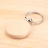100Pieces Wooden Keychain Blanks Bulk Round Wood Engraving Blanks Unfinished Wooden Key Ring Key Tag B 4