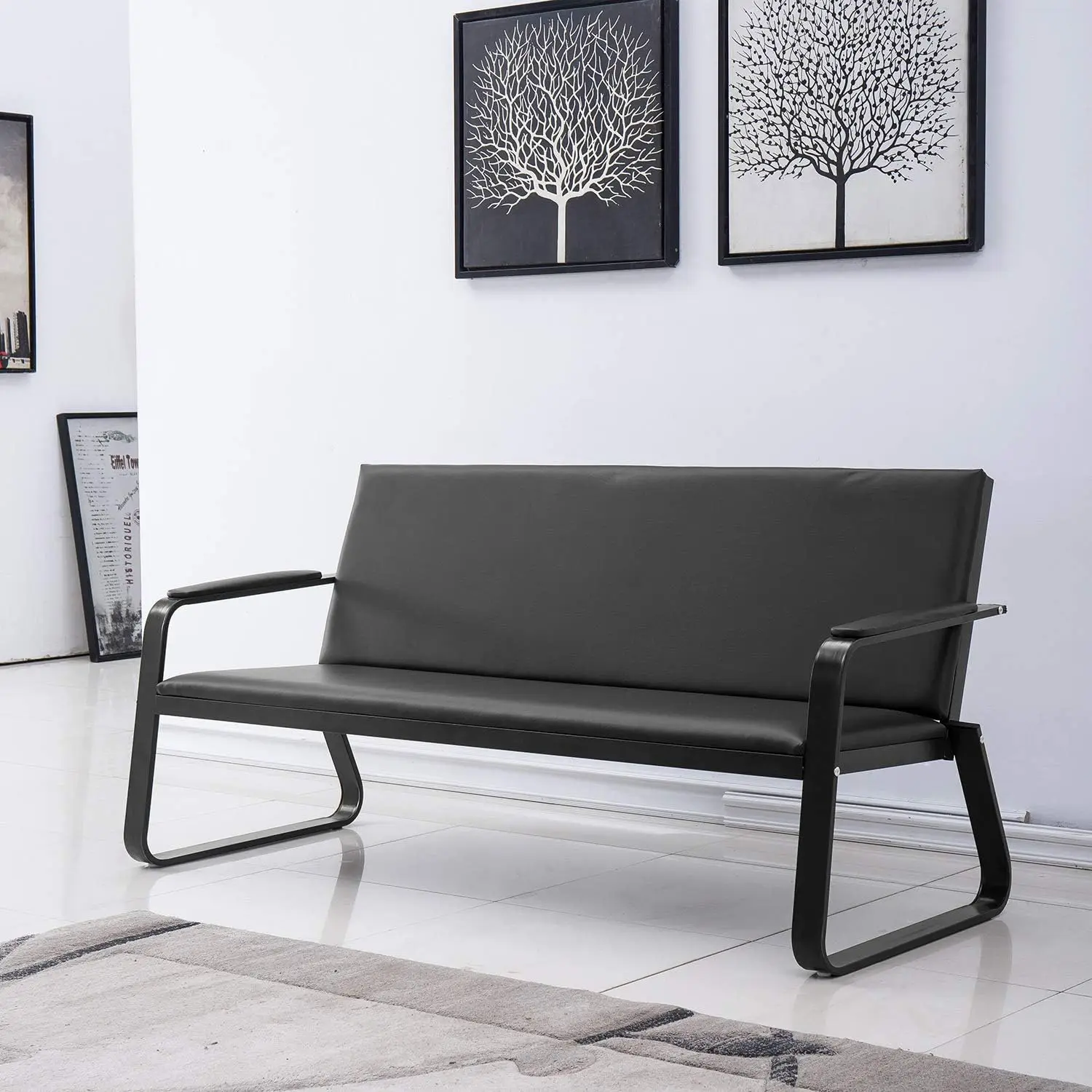 Description Picture 4 of itemWaiting Room Chair with Armrest PU Leather Office Furniture Bench, Office Guest Seating Lobby Conference Reception Chairs