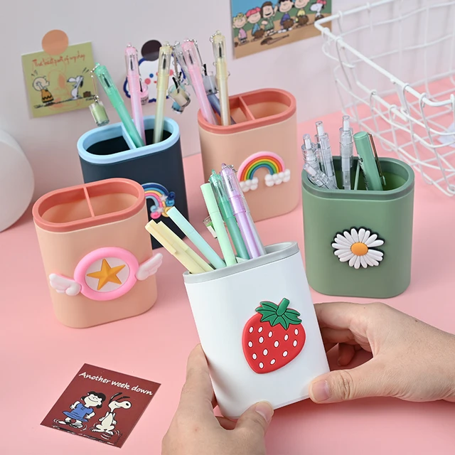 Carino scrivania portapenne matita trucco organizzatore Desktop per  cosmetici scatola di immagazzinaggio di plastica ufficio scuola Kawaii  cancelleria - AliExpress