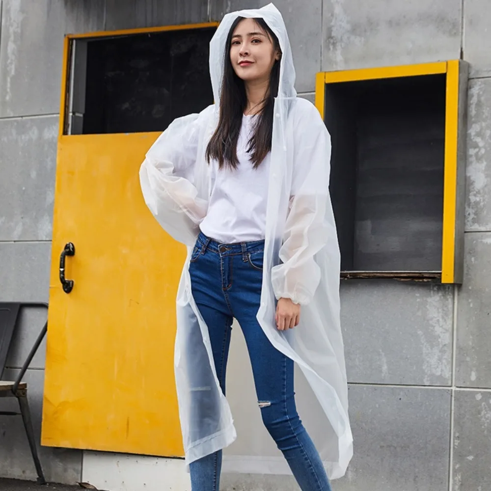 Adult hooded poncho One-piece long raincoat Motorcycle reusable men's women's waterproof raincoat outdoor travel clear raincoat