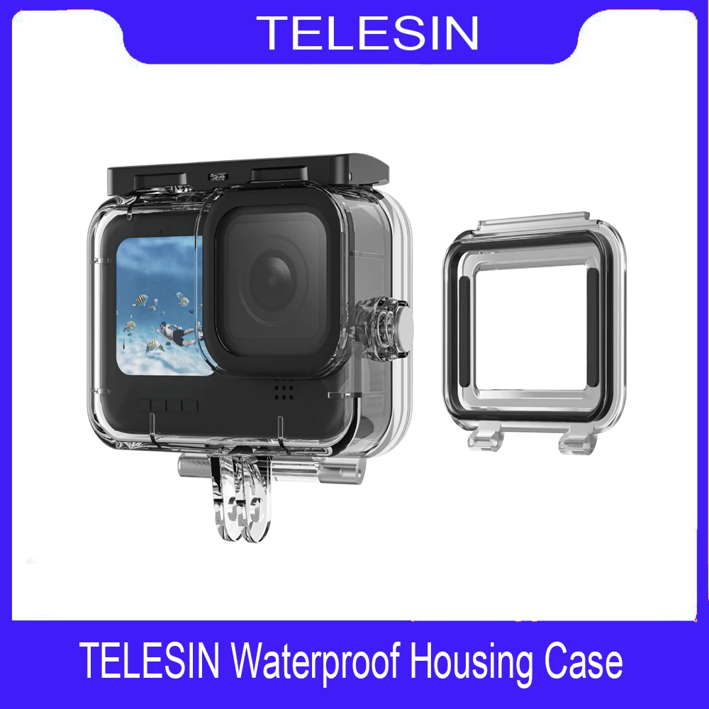 

TELESIN водонепроницаемый корпус чехол для GoPro Hero 11 10 9 Черный Защитный чехол для дайвинга для Go Pro 10 9 GoPro9 Acce