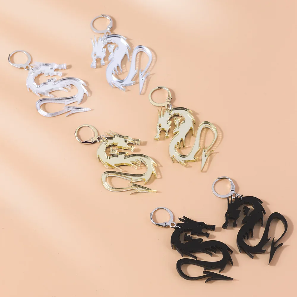 Chinese Style Metal Acrylic Dragon Drop Earrings For Women Jewelry drop earrings dangle earrings animal earrings acrylic earrings ear loops jewelry