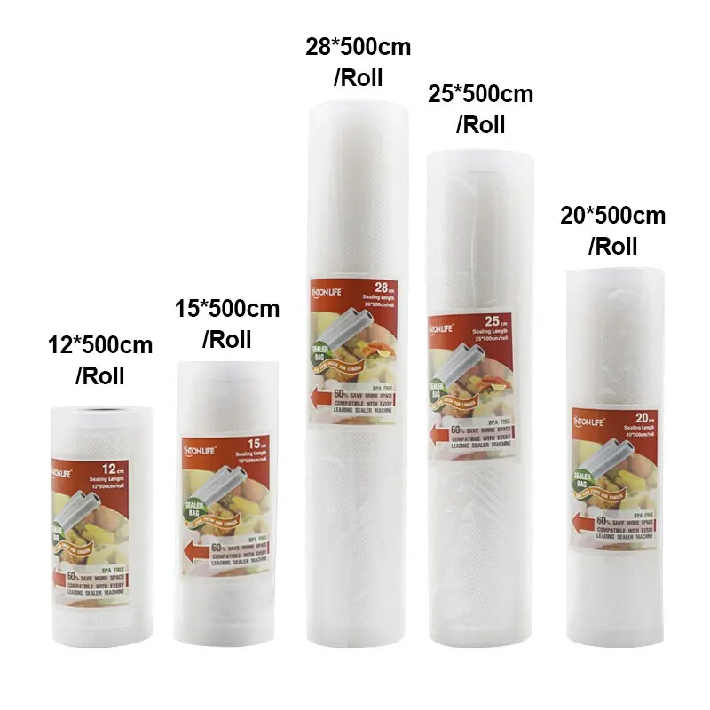 Food Vacuum Sealer Storage Saver Bags Vacuum Plastic Rolls 5 Size Bags For Kitchen Vacuum Sealer to Keep Food Fresh