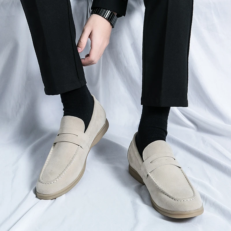 

Italian Desgin Men Casual Shoes Summer Suede Leather Men Loafers Moccasins Slip On Men's Flats Breathable Male Driving Shoes