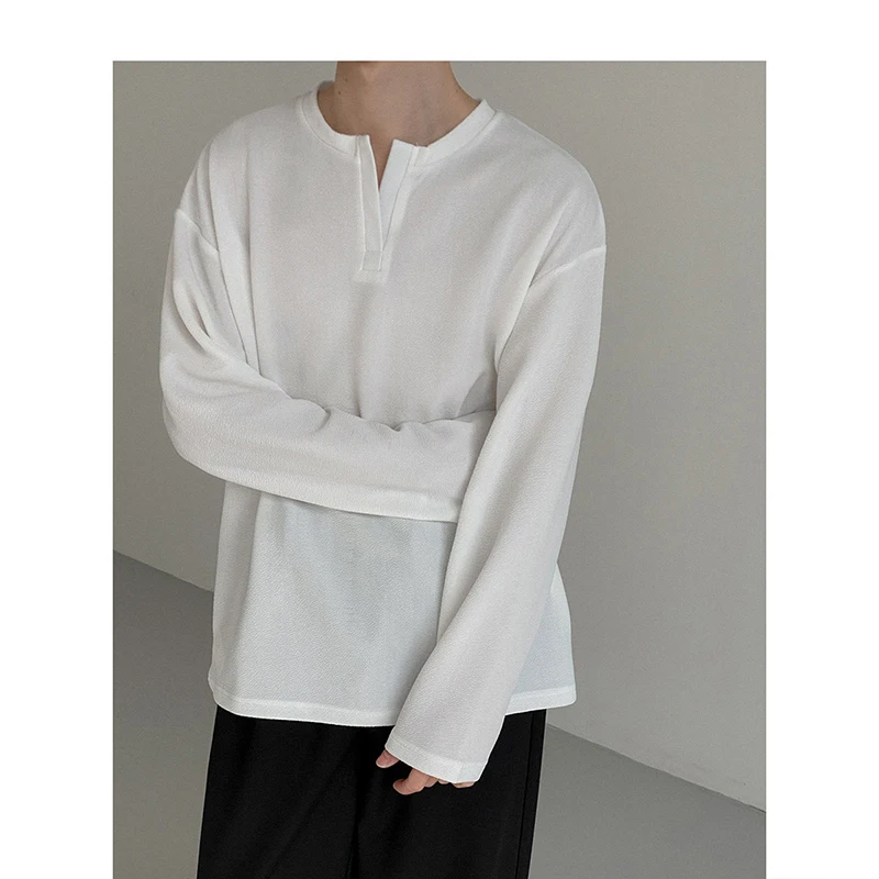 Design Basic Solid Autumn Winter Fashion Long Sleeve Men Shirt 2023 Oversized Streetwear High Street 2023 Trendy Tops Hot Sale