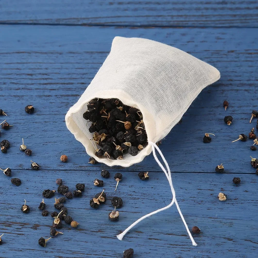 20pcs/Lot Tea Bags Cotton Gauze Tea Filter Bags for Spice Infuser with String Heal Seal Disposable Teabags Empty Bag