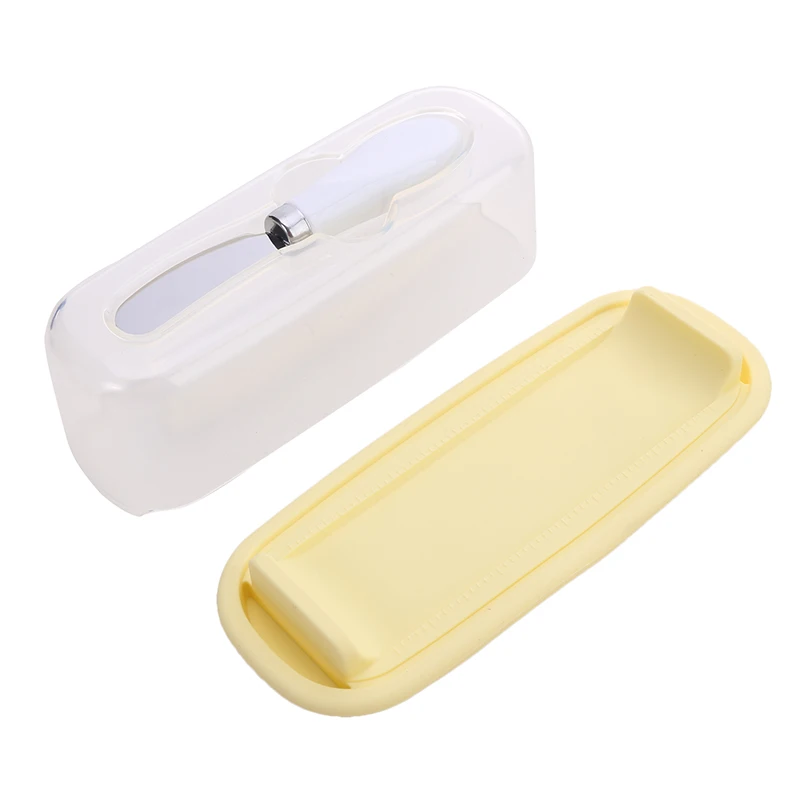 Butter Dish Lid Knife Square Cheese Storage Box Countertop Tray
