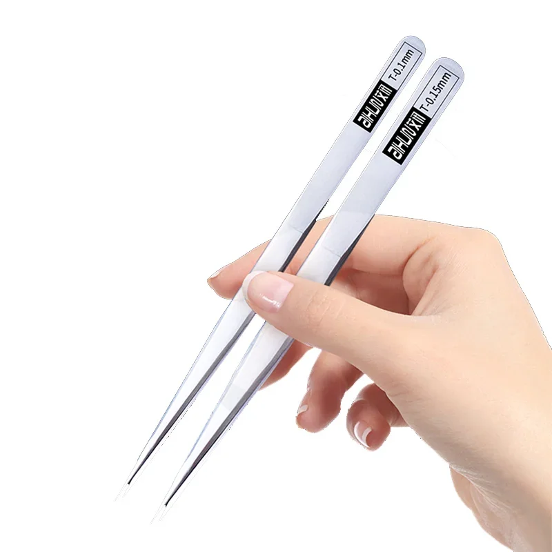 JC AIXUN 합금강 핸드 정밀 트위저, 메인보드 칩 IC bga 심기 주석 플라잉 와이어 클램프 수리 핀치, 0.1mm, 0.15mm