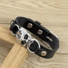 Trend Vintage Black Leather Bracelet Adjustable Size Retro Skull Shape Braceletfor Men's Daily Wear 3