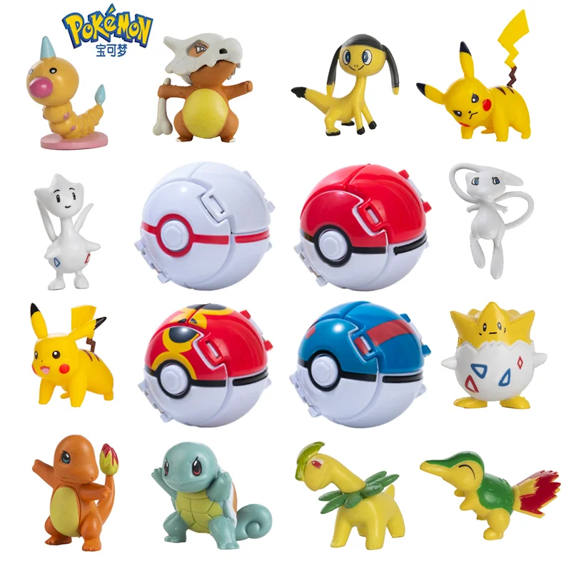 Pokemon Figure Con Elf Ball Bulk Buy Lot Anime Figure Pikachu Charizard Monster Variant Action Pokeball Model Kids Toy Gift