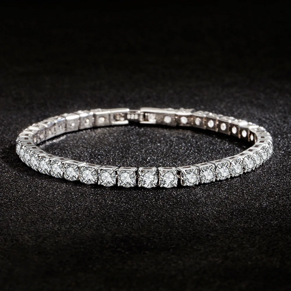 Hiphop Iced Out 4mm Cubic Zirconia Crystal Tennis Bracelets For Women Men Gold Color Silver Color Bracelet Chain Jewelry chain bracelet,cubic zirconia bracelet