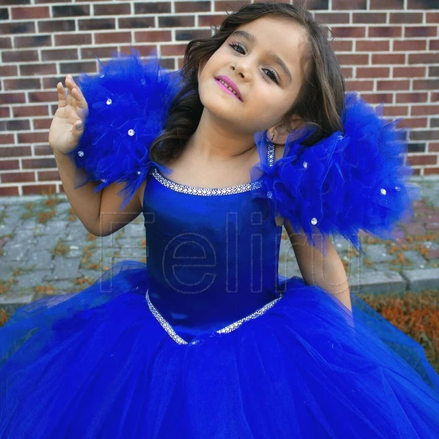 Royal Blue Party Dresses Girls  Child Wedding Dress Royal Blue - Kid Girl  Wedding - Aliexpress