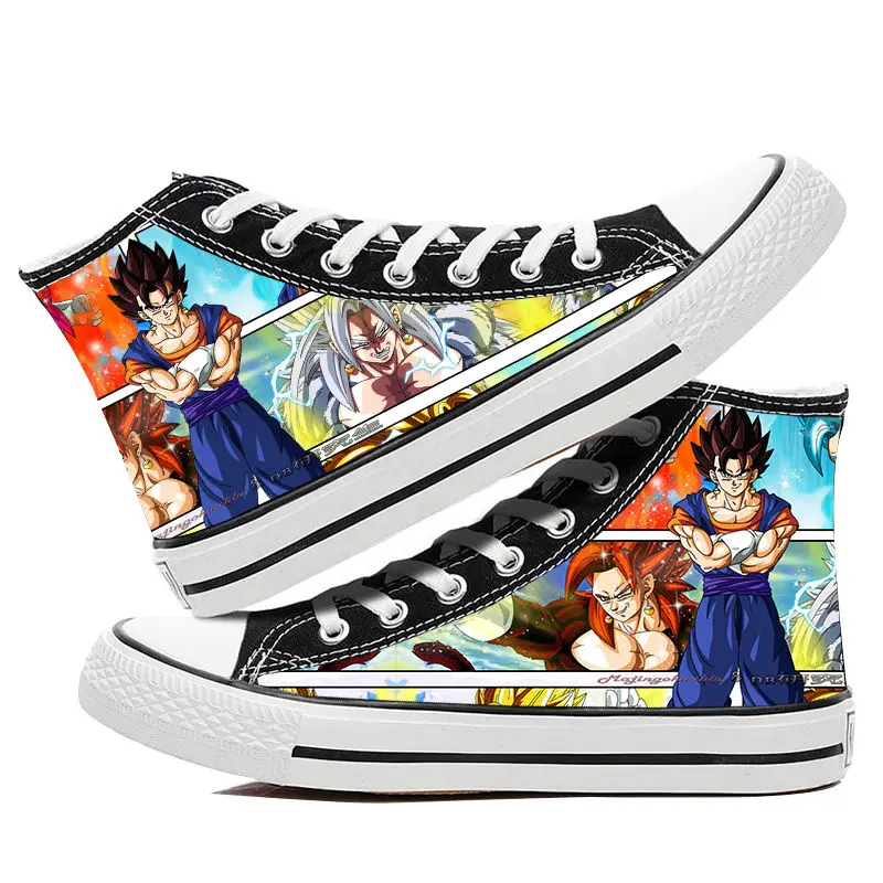 Anime Dragon Ball Z Figure Son Goku Fashion Canvas Shoes Super Saiyan High Upper Vulcanized Shoes Breathable Casual Sneaker Gift