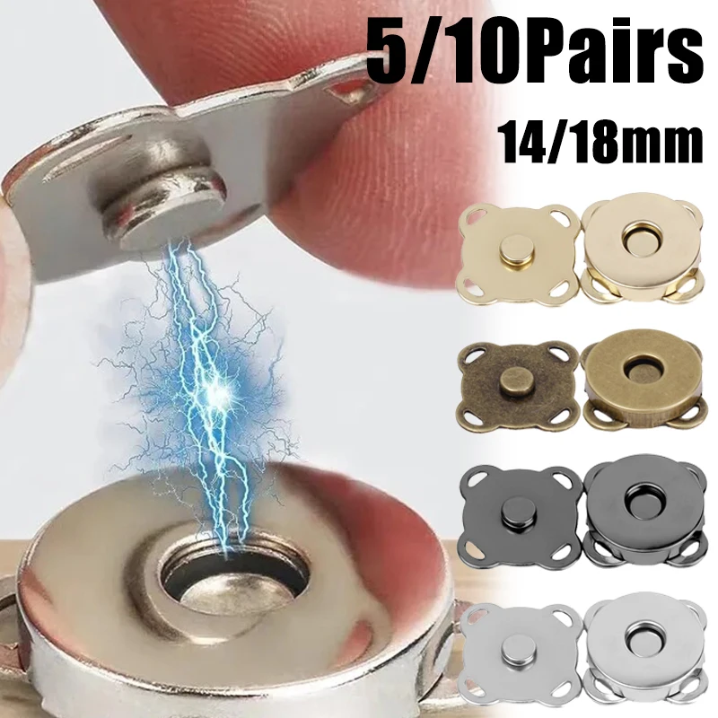 5/10pairs 14/18mm Universal Mini Magnetic Fasteners Adsorption Buckle for Handbag Purse Wallet Craft Bags Accessories 4 Colors 1 10sets 14 18mm magnetic snap fasteners clasps buttons handbag purse wallet craft bags parts mini adsorption buckle wholesale