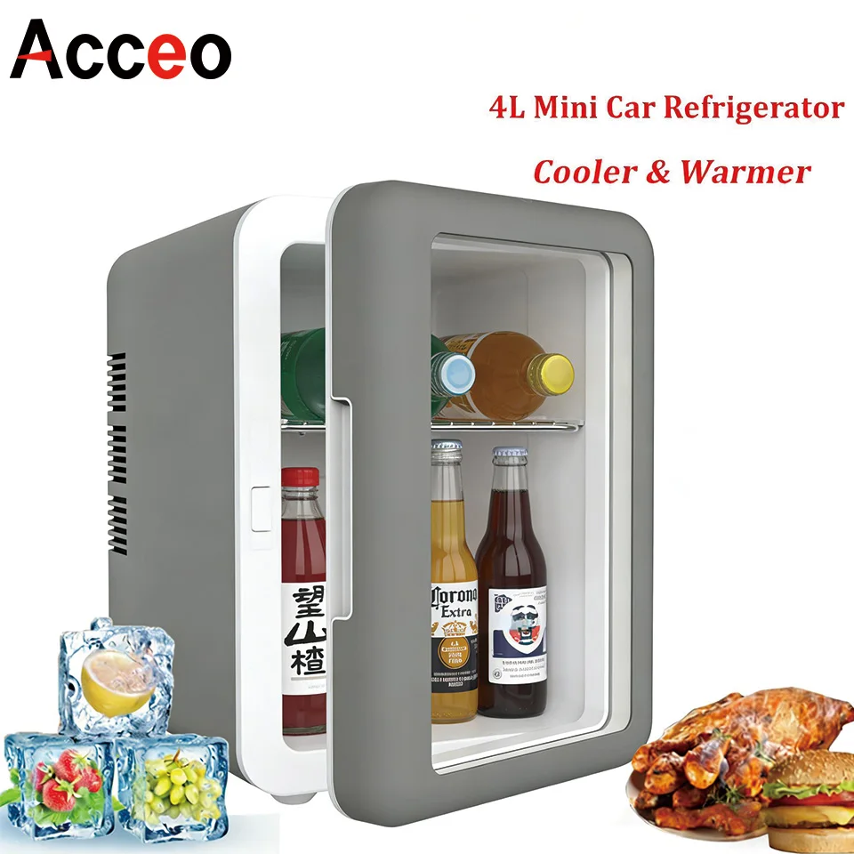 4L Mini Car Refrigerator Portable Fridge Car Home Cosmetics 12V/220V Hot And Cold Dual-Purpose Ice Box For Camping Travel 1