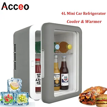 4L Mini Car Refrigerator Portable Fridge Car Home Cosmetics 12V/220V Hot And Cold Dual-Purpose Ice Box For Camping Travel 1