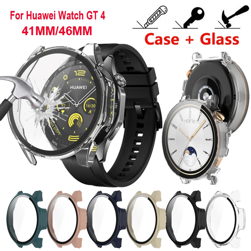 

Чехол из закаленного стекла для Huawei Watch GT 4 41 мм 46 мм, защитная пленка для экрана с защитой от царапин, защитный чехол для Huawei GT 4 46 мм 41 мм