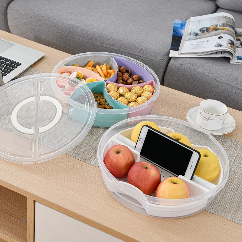 1pc Metal Serving Tray With 3pcs Plastic Storage Box & Lid, European Style  Snack Tray For Candy, Nuts, Cookies