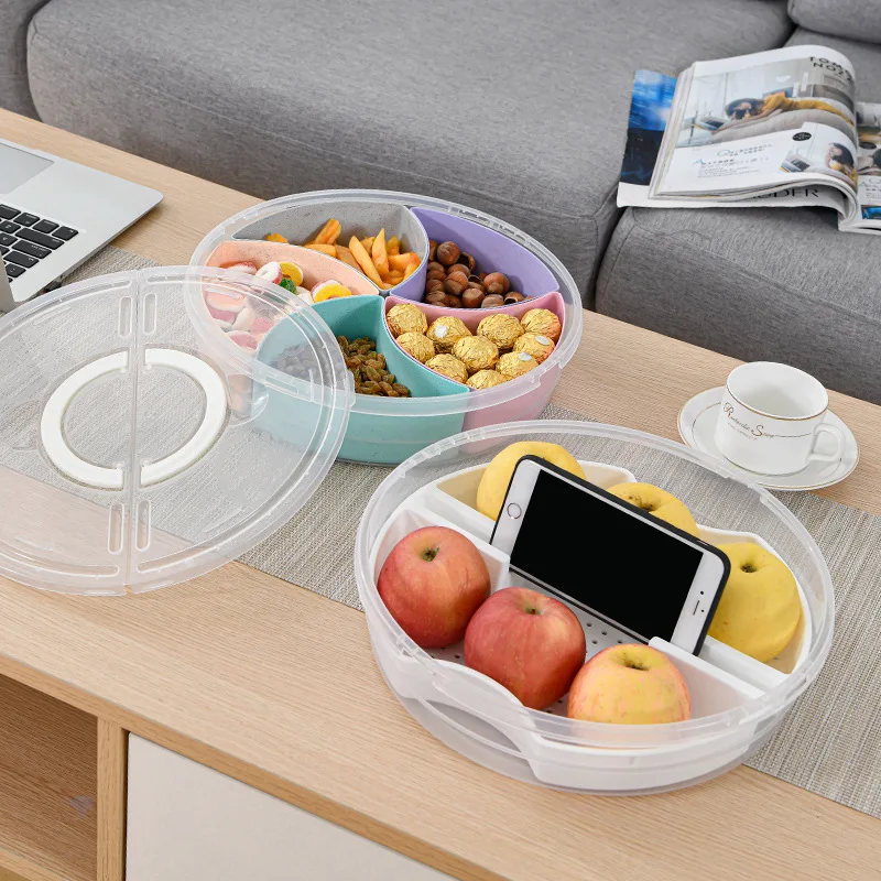 Travelwant Candy and Nut Serving Container, Appetizer Tray with  Lid,Compartment Round Plastic Food Storage Lunch Organizer, Divided  Christmas Keto