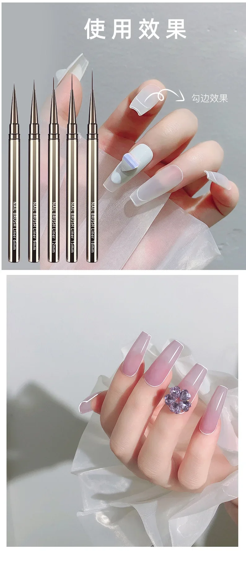Description Picture 5 of item1Pcs Nail Art Brush Liner Brushes HPainted Brush Acrylic UV Gel Drawing Pen DIY Manicure Design Accessories Nail Art Tools