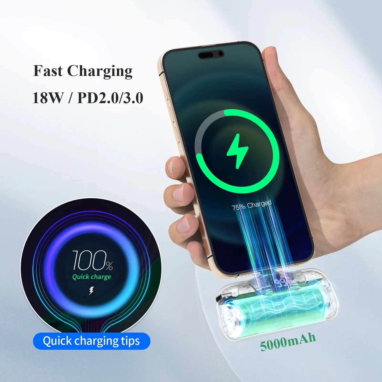 Portable Charger 5000mAh Fast Charging Mini Power Bank Type C for HUAWEI iPhone Samsung Xiaomi Redmi External Battery Powerbank 2