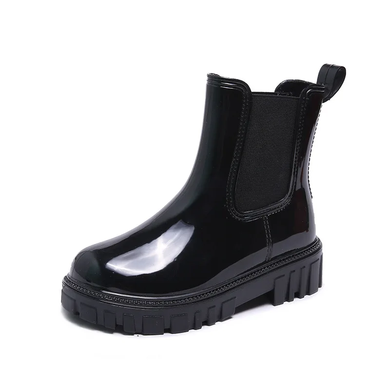 New 2023 Women Fashion Ankle Rain Boots Waterproof Short Elastic Band Rainboots Female Water Shoes Wellies Boots