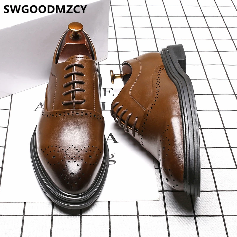 

Элегантная обувь для мужчин, парикмахерские коричневые классические туфли-броги, мужские официальные итальянские Брендовые мужские туфли, Кожаные Деловые свадебные туфли Ayakkabi