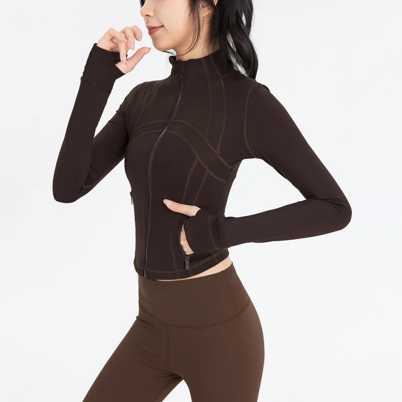 

Stand up collar jacket, yoga suit, tight fitting fitness, quick drying fitness suit, slim fit and slimming effect