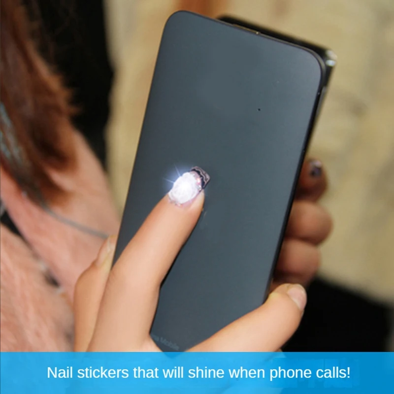 5Pcs NFC Flash Nail Sticker LED Bare Chip Intelligent Luminous Nail Lamp Sticker Enhancement