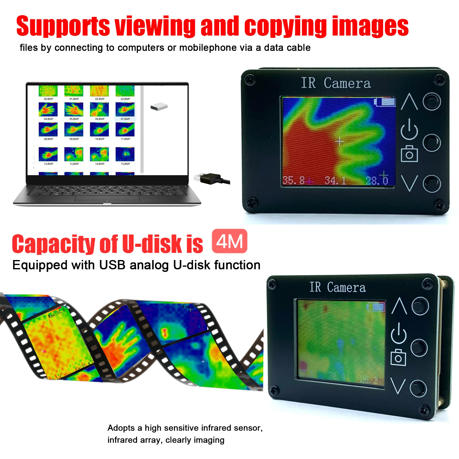 24 * 32 Pixel Digital Infrared Thermal Imaging Camera Thermal Imager Temperature Sensors -40℃ to 300℃
