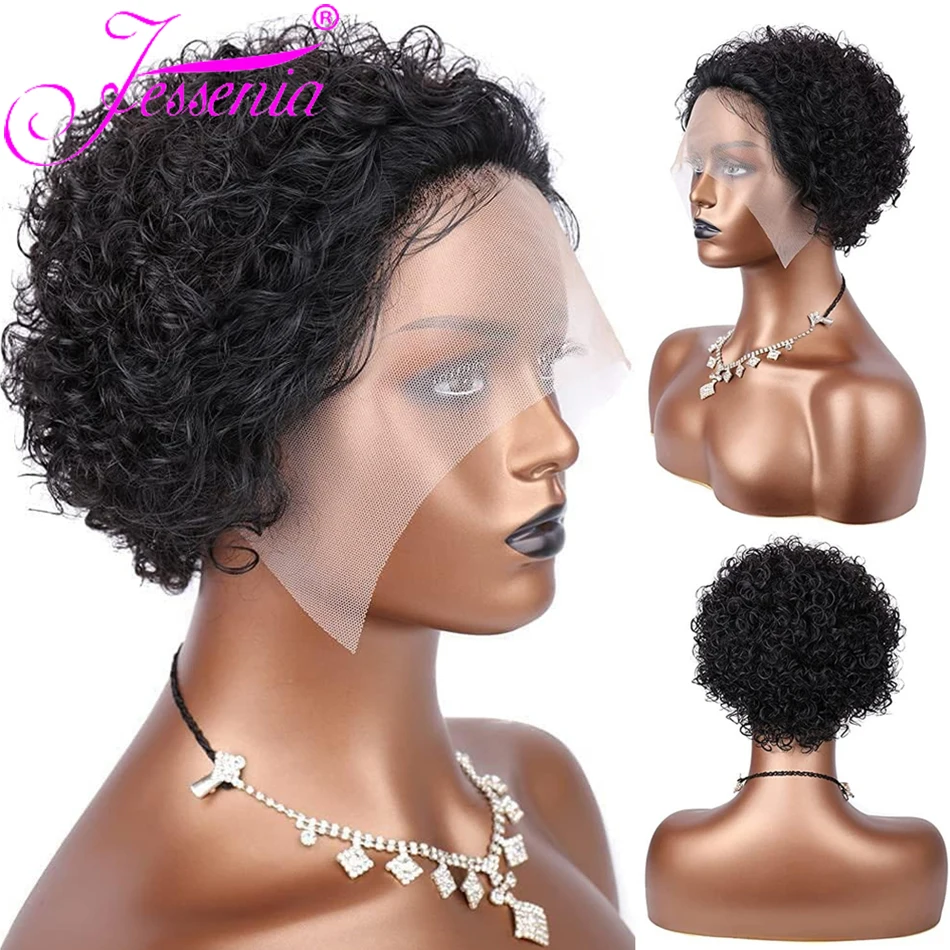 Short Pixie Cut Wig Brazilian Transparent Lace Human Hair Wigs 13x1 Pre Plucked Cheap Remy Water Bob Curly for Black Women human hair wig human hair wigs