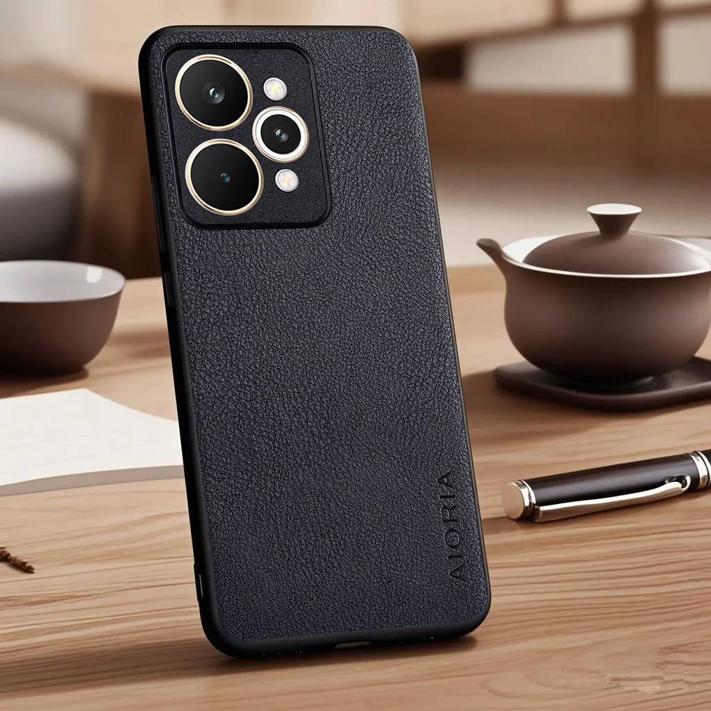 Elegant Vegan Leather Phone Case - Lychee Pebble Texture