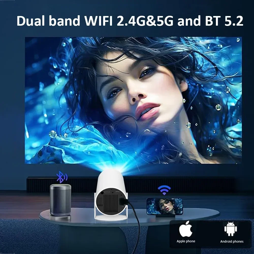 DITONG HY300 Plus Android 4K 1280*720P Dual Wifi 300ANSI Video Cinema Outdoor Portable Home HD LED Projector