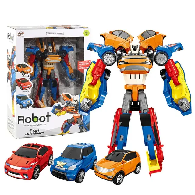 No Box 3 In 1 Transformation Robot Action Figure Toy Car Toys Cartoon Animation Model Set For Boys Birthdays Gifts 4
