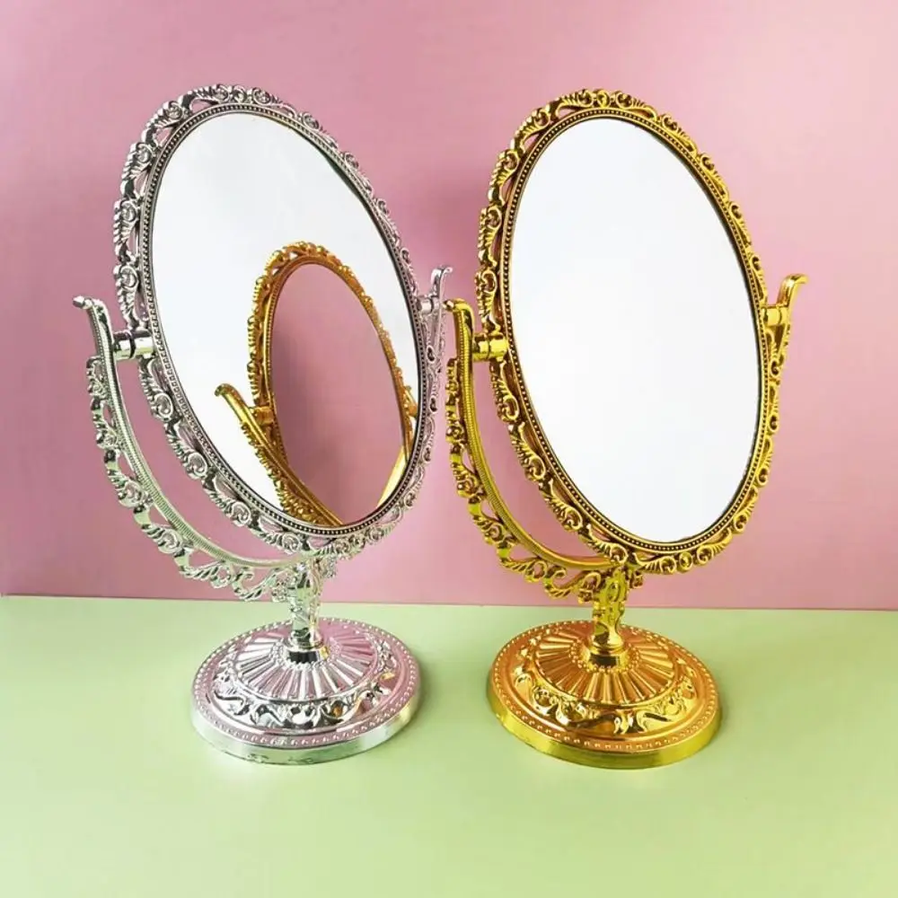 Makeup Mirror Double-sided Rotation 360 Degree With Frame Desktop High Definition Vintage