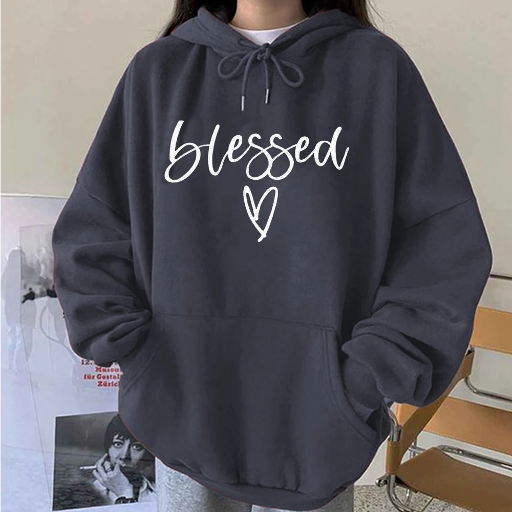 

Seeyoushy Blessed Heart Print Y2K2023 Fashion Street Wear Casual Harajuku Long Sleeve Ladies Top New Trend Fall/winter Hoodie