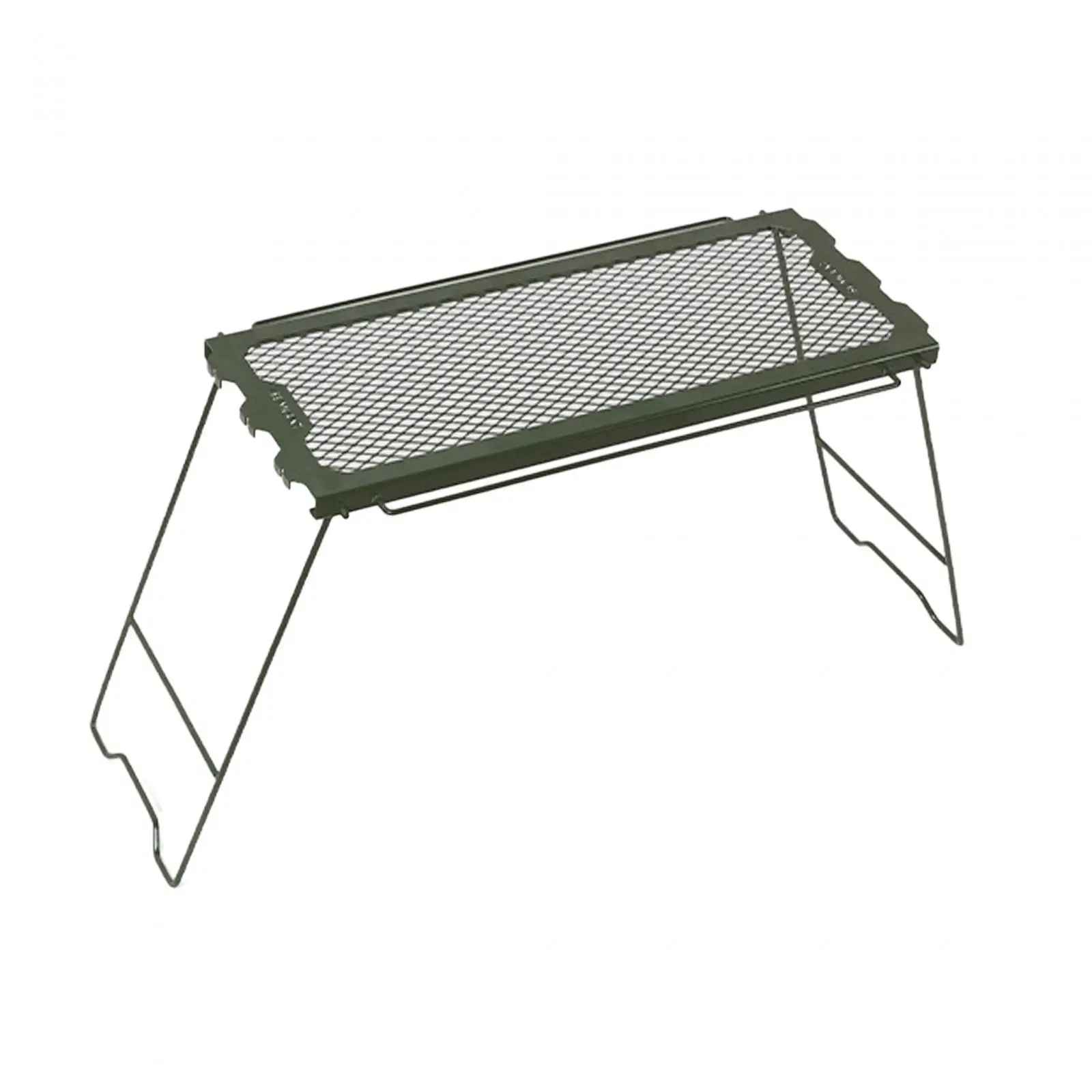 Folding Camping Table, Cooking Grate Overfire Desk Grid Table, Folding Campfire Grill, Small Table for Patio Outdoor BBQ
